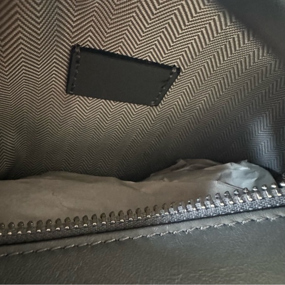 Graphite Gray Mini Leather Patchwork Satchel Puzzle Crossbody Shoulder Bag - Picture 14 of 15